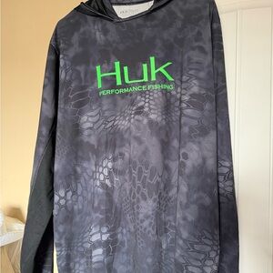 Huk Gray and Black Fishing Performance shirt